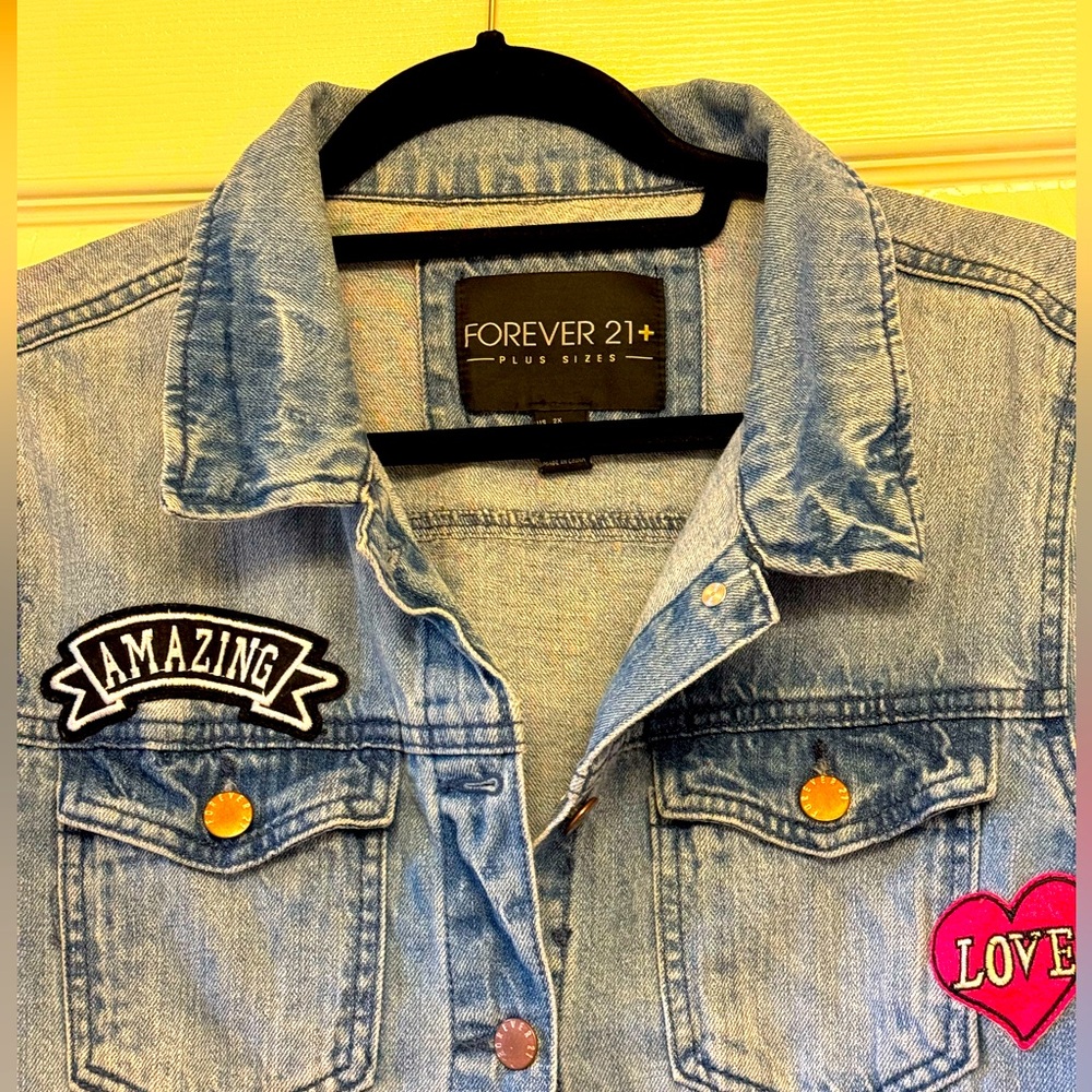 FOREVER 21+ - Denim Jacket in Blue with Fun Appliques
